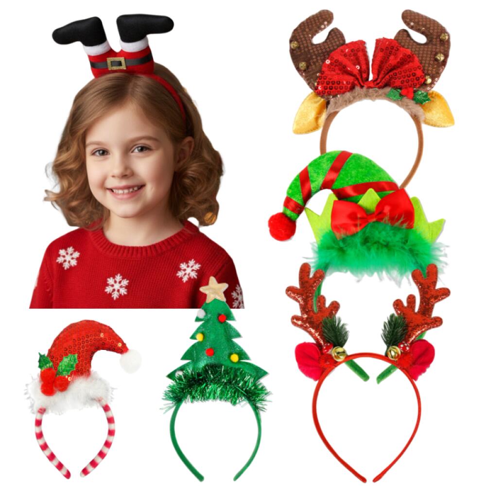 Reindeer Antlers Headband - 1 Piece/5Pcs Funny Santa Claus Leg