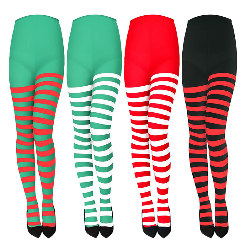 Women Christmas Striped Tights - Christmas Stocking Hanging avaliação e preço