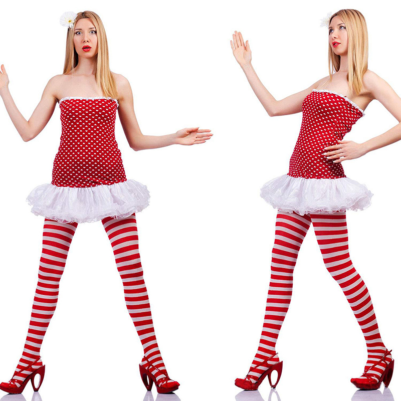 Women Christmas Striped Tights - Christmas Stocking Hanging avaliação e preço