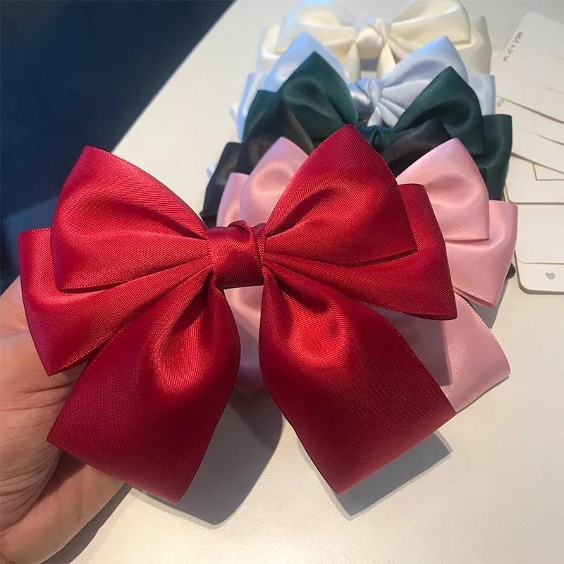 Solid Color Bow Ribbon Hair Cl - Ribbon Bow Gift avaliação e preço