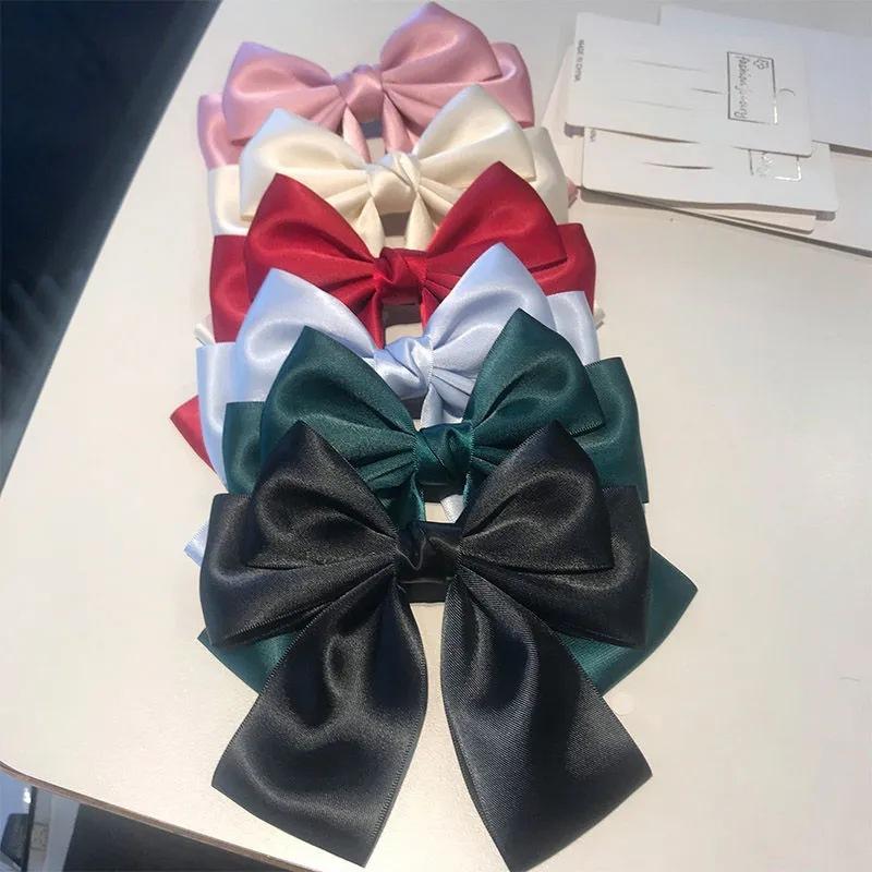 Solid Color Bow Ribbon Hair Cl - Ribbon Bow Gift avaliação e preço