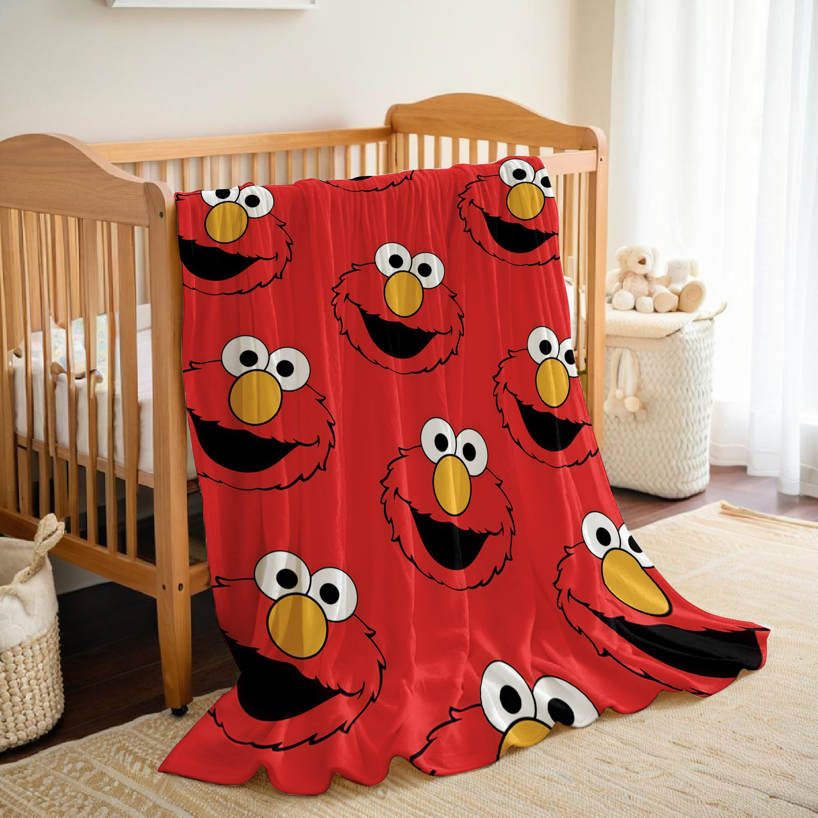 Elmo Face Cartoon Anime Print  - Christmas Throw Blanket avaliação e preço