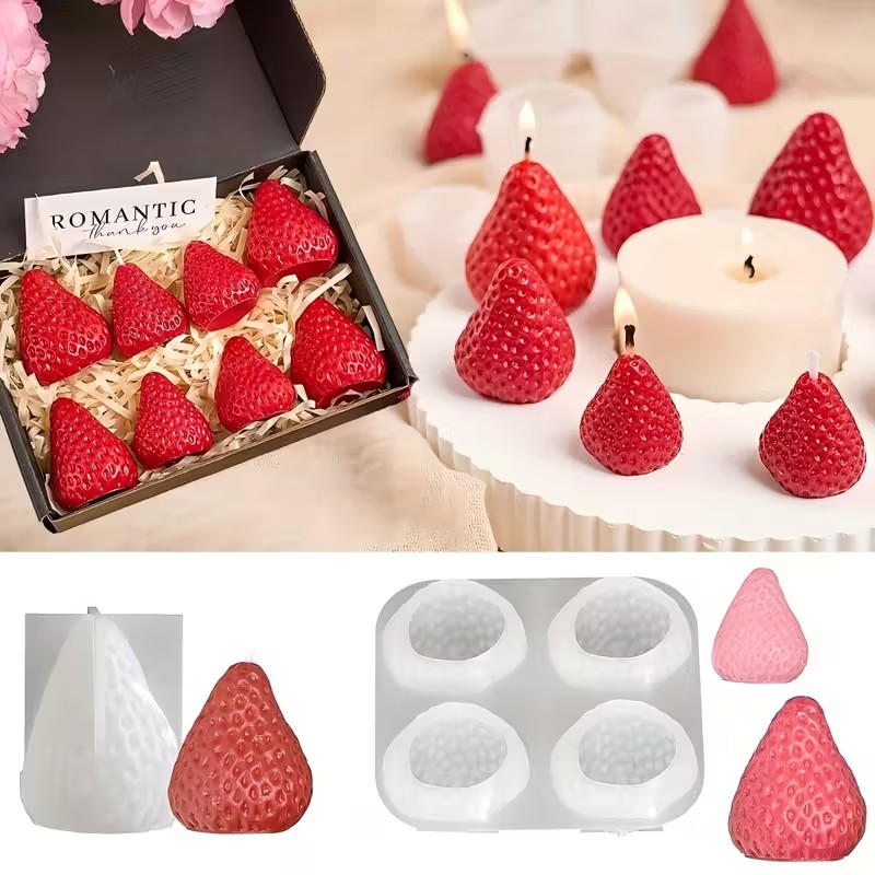 Strawberry Silicone Candle Mol - Holiday Candle Set avaliação e preço
