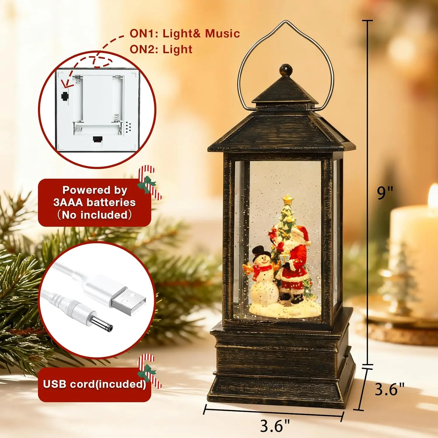 Christmas Snow Globe Lantern w - Snow Globe Musical avaliação e preço