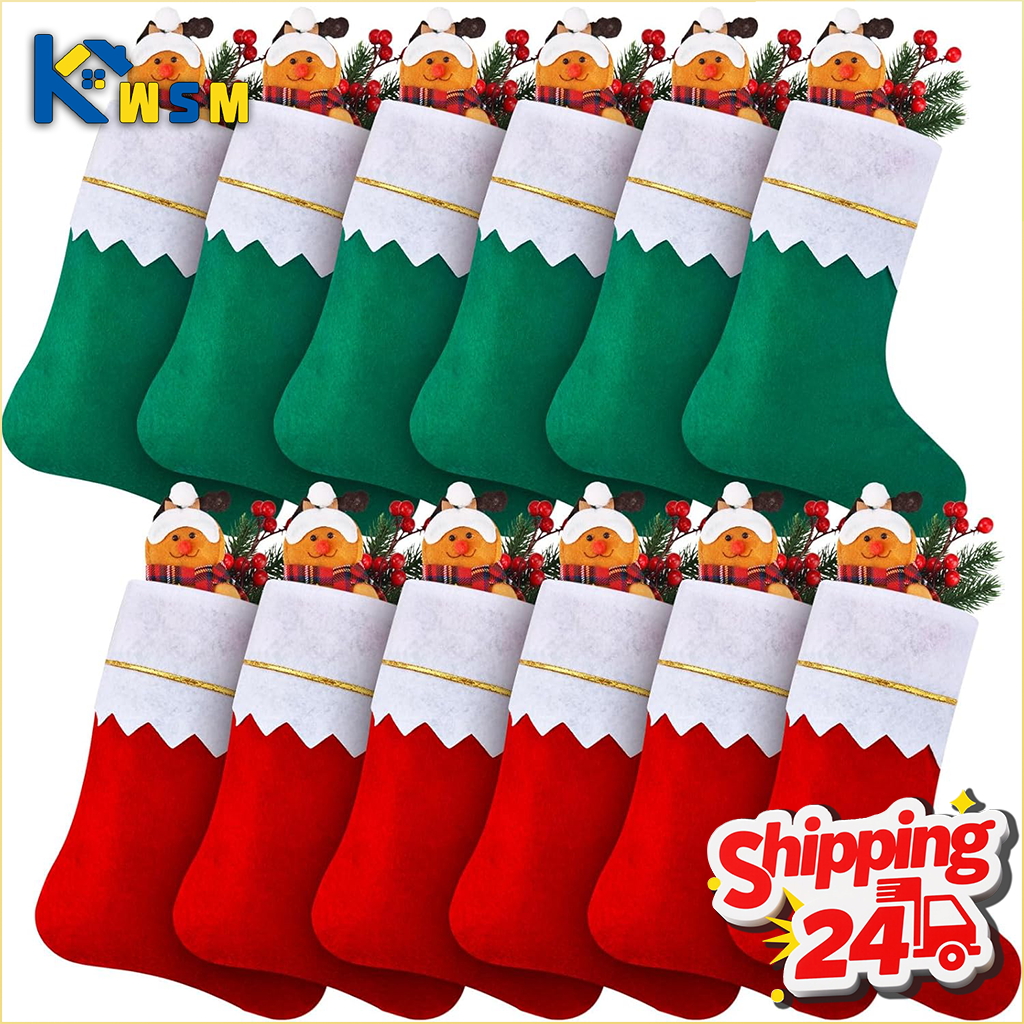 Double Sided Gold Trim Christm - Christmas Stocking Hanging avaliação e preço