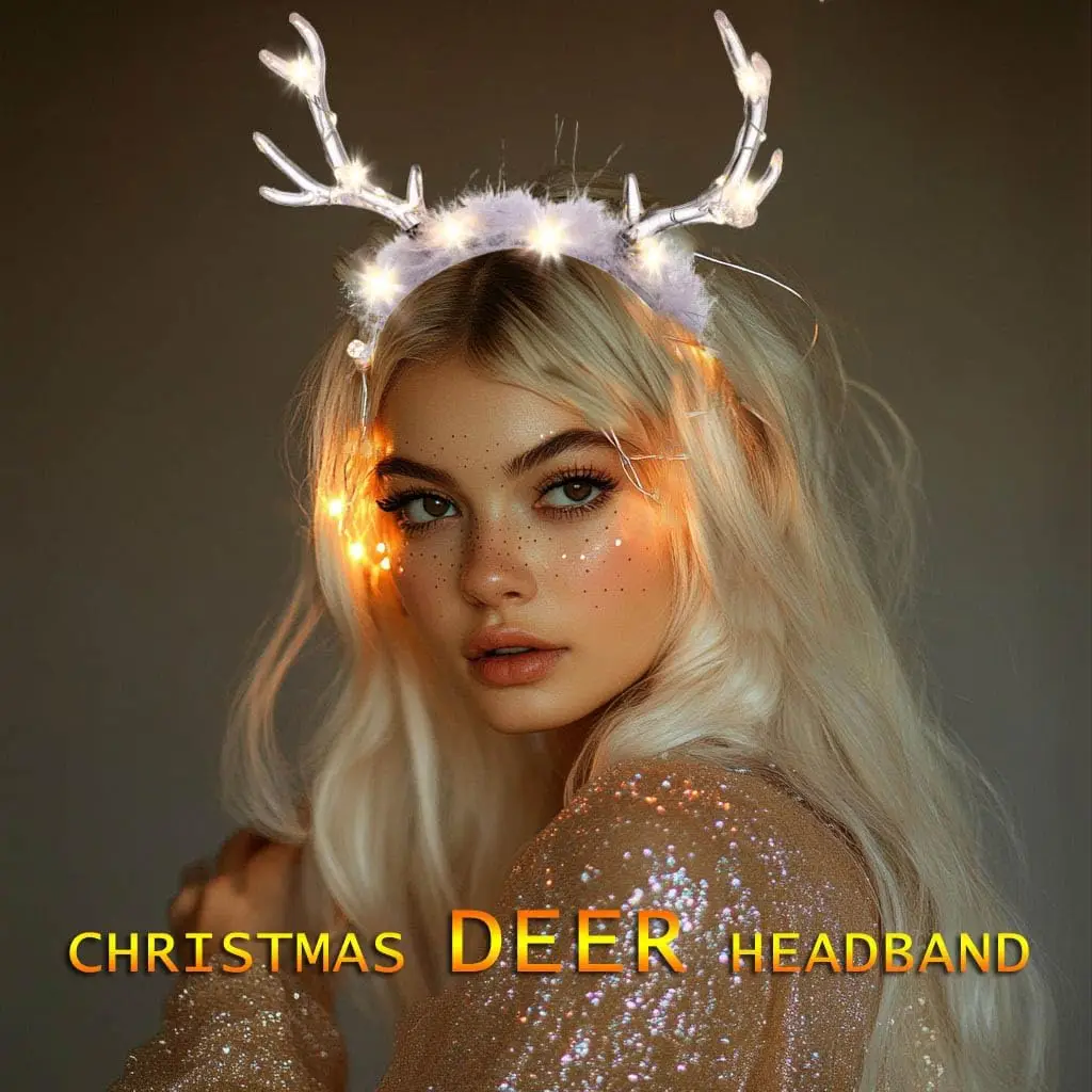 Glowing Clear Christmas Deer F - Reindeer Antlers Headband avaliação e preço