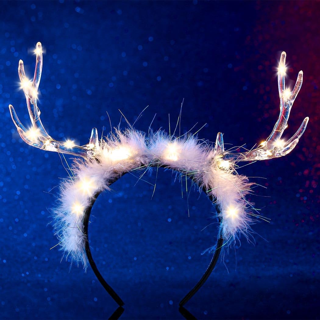 Glowing Clear Christmas Deer F - Reindeer Antlers Headband avaliação e preço