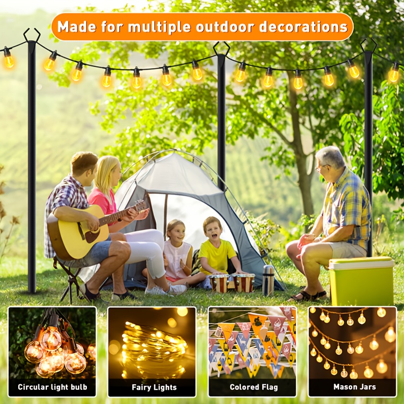 6pcs Metal Light Poles, 8.9ft  - Christmas Lights Outdoor avaliação e preço