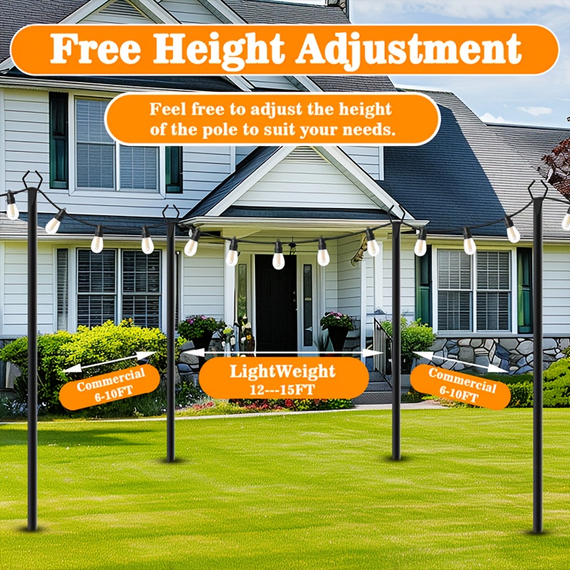 6pcs Metal Light Poles, 8.9ft  - Christmas Lights Outdoor avaliação e preço
