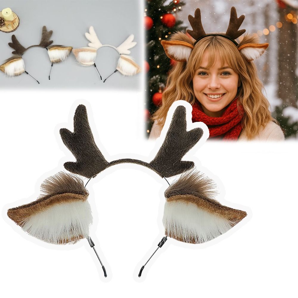 Deer Ears Reindeer Antler Head - Reindeer Antlers Headband avaliação e preço