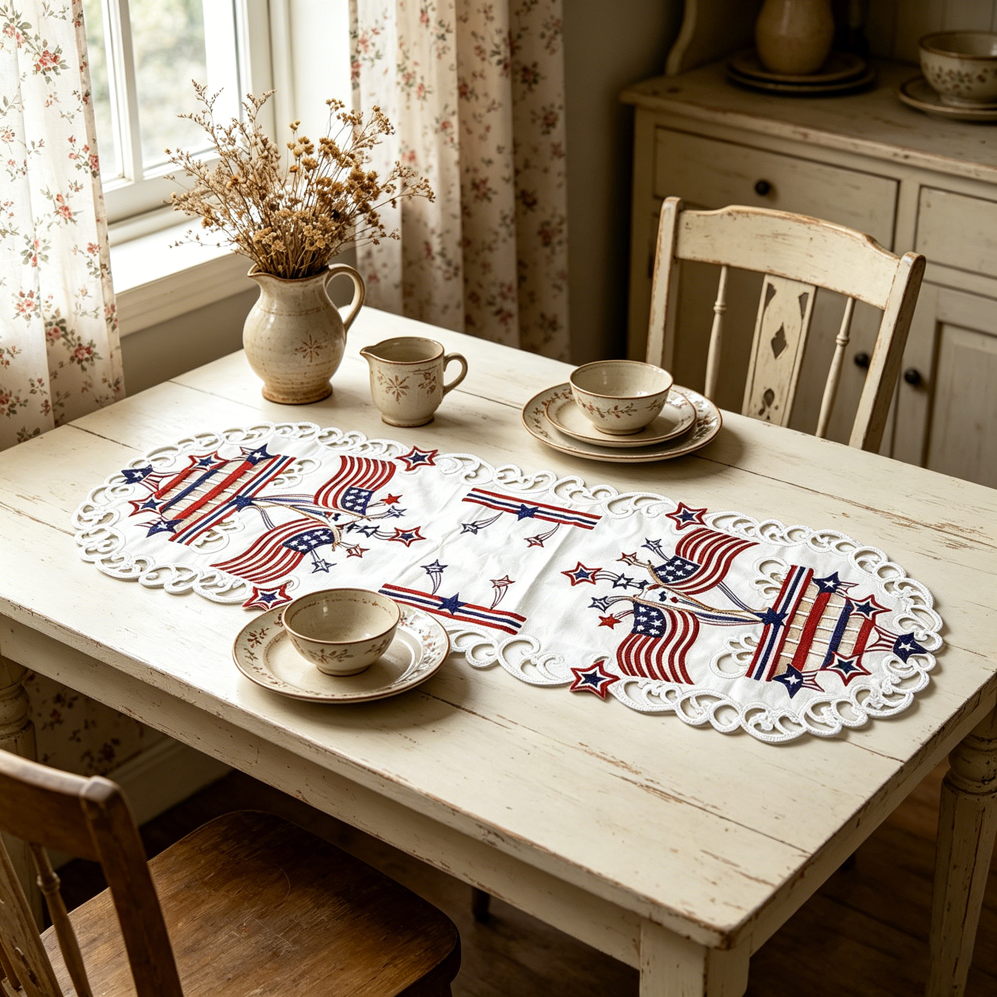 USA Independence Day Flag Embr - Christmas Table Runner avaliação e preço