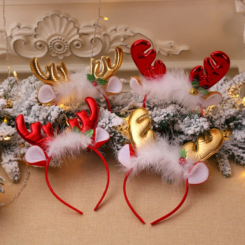 Fashion Christmas Red Bows Hea - Reindeer Antlers Headband avaliação e preço