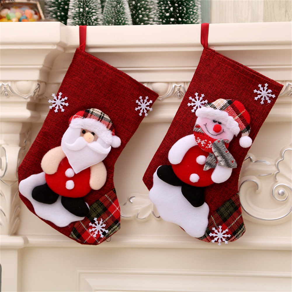Linen Christmas Stockings Gift - Christmas Stocking Hanging avaliação e preço