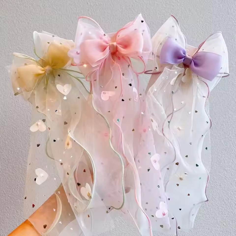 Korean Fairy Mesh Bow Hair Cli - Ribbon Bow Gift avaliação e preço