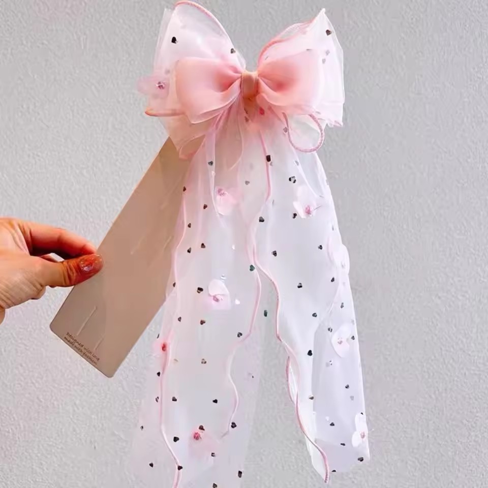 Korean Fairy Mesh Bow Hair Cli - Ribbon Bow Gift avaliação e preço