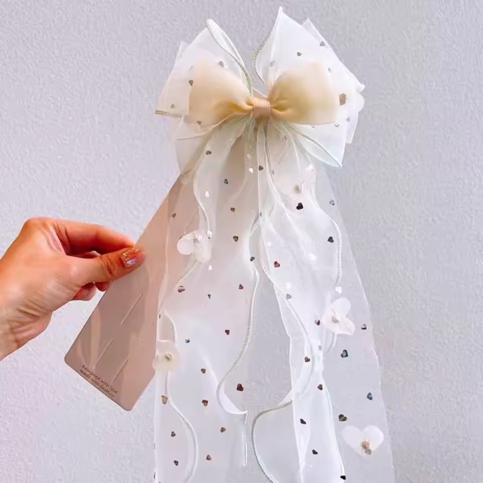 Korean Fairy Mesh Bow Hair Cli - Ribbon Bow Gift avaliação e preço
