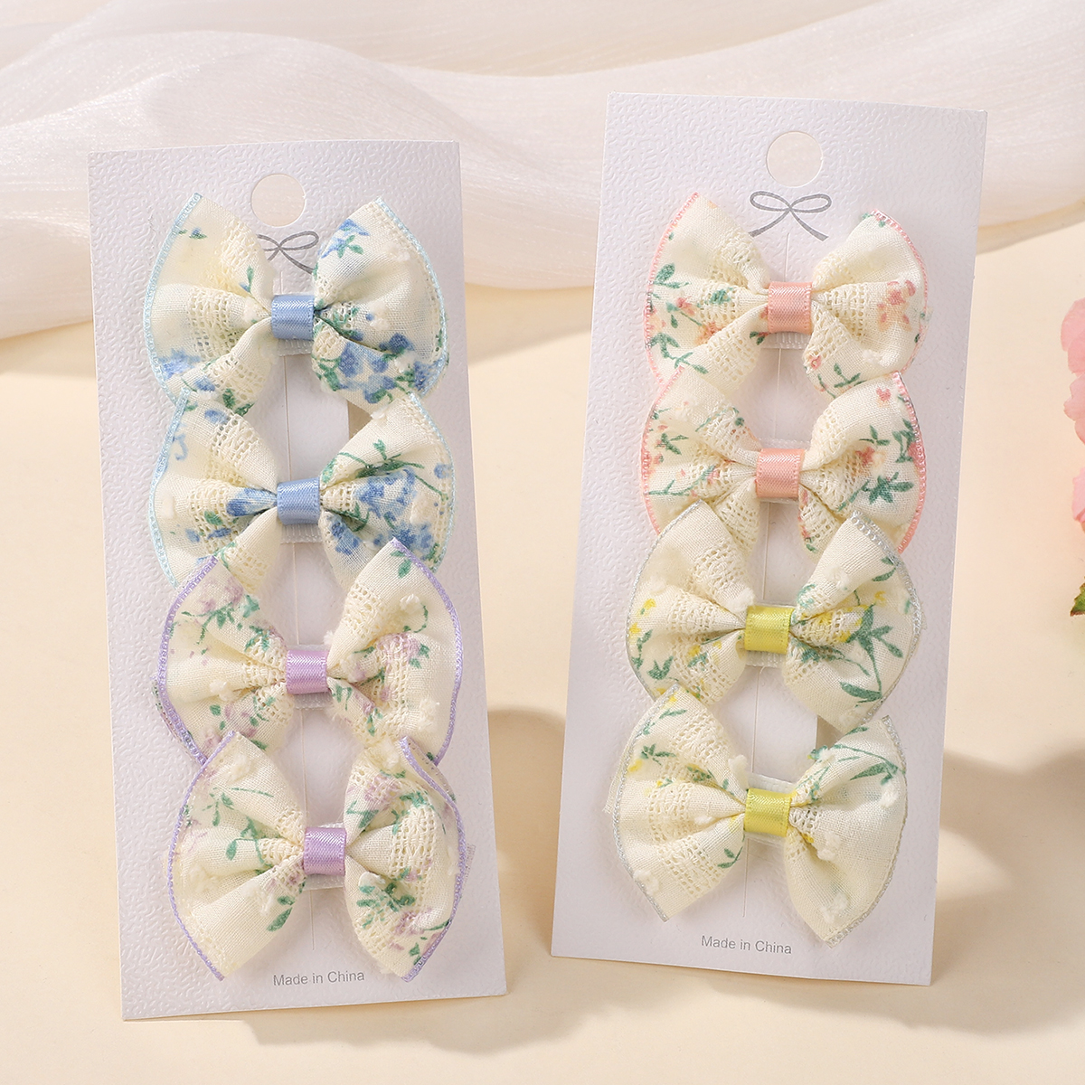 4pcs Cute Printing Bow Hair Cl - Ribbon Bow Gift avaliação e preço
