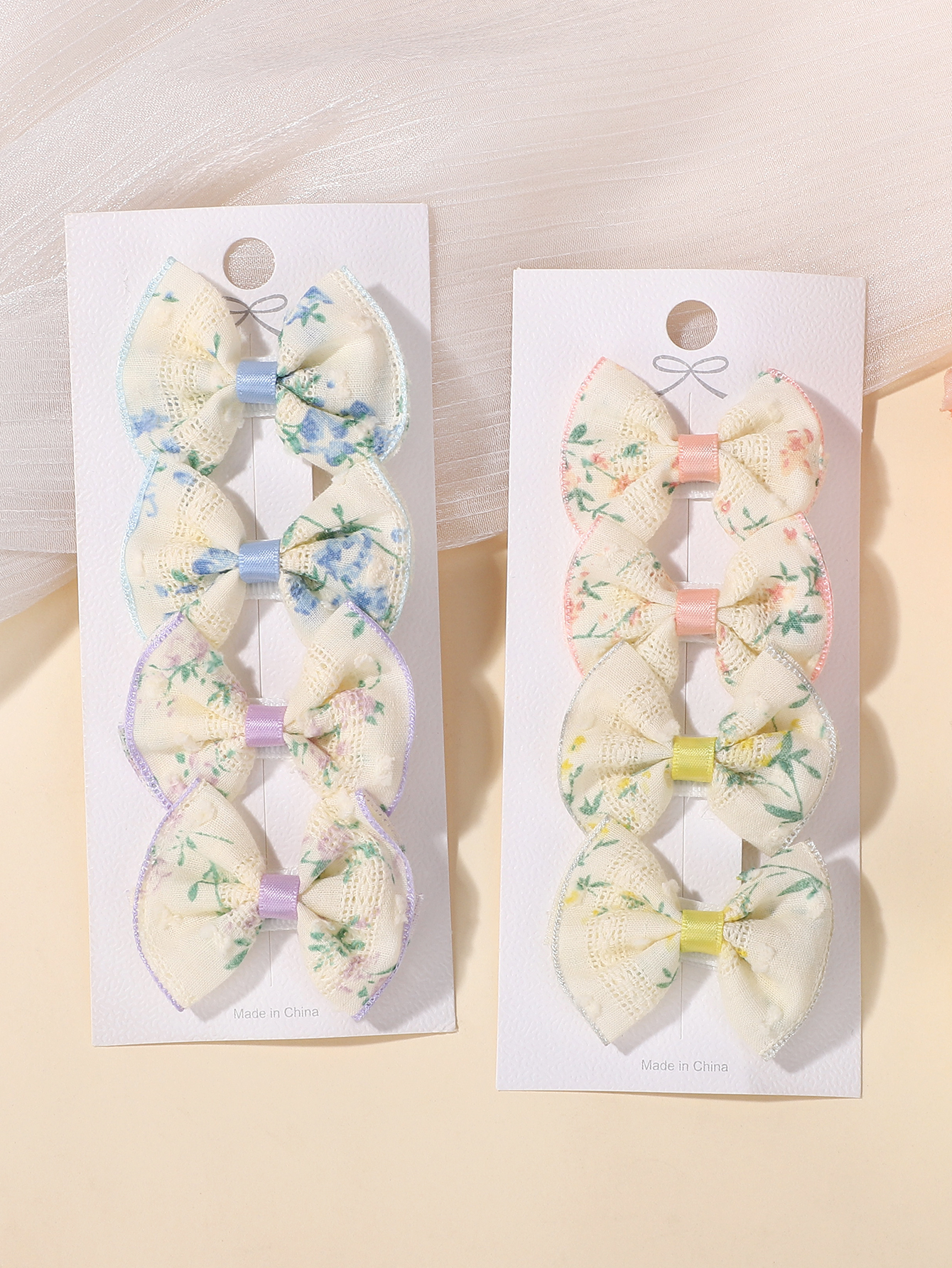 4pcs Cute Printing Bow Hair Cl - Ribbon Bow Gift avaliação e preço