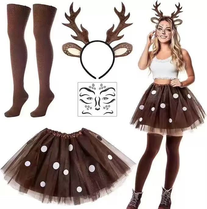 Reindeer Costume Set Antler He - Reindeer Antlers Headband avaliação e preço