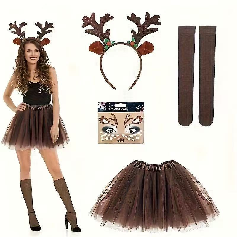 Reindeer Costume Set Antler He - Reindeer Antlers Headband avaliação e preço