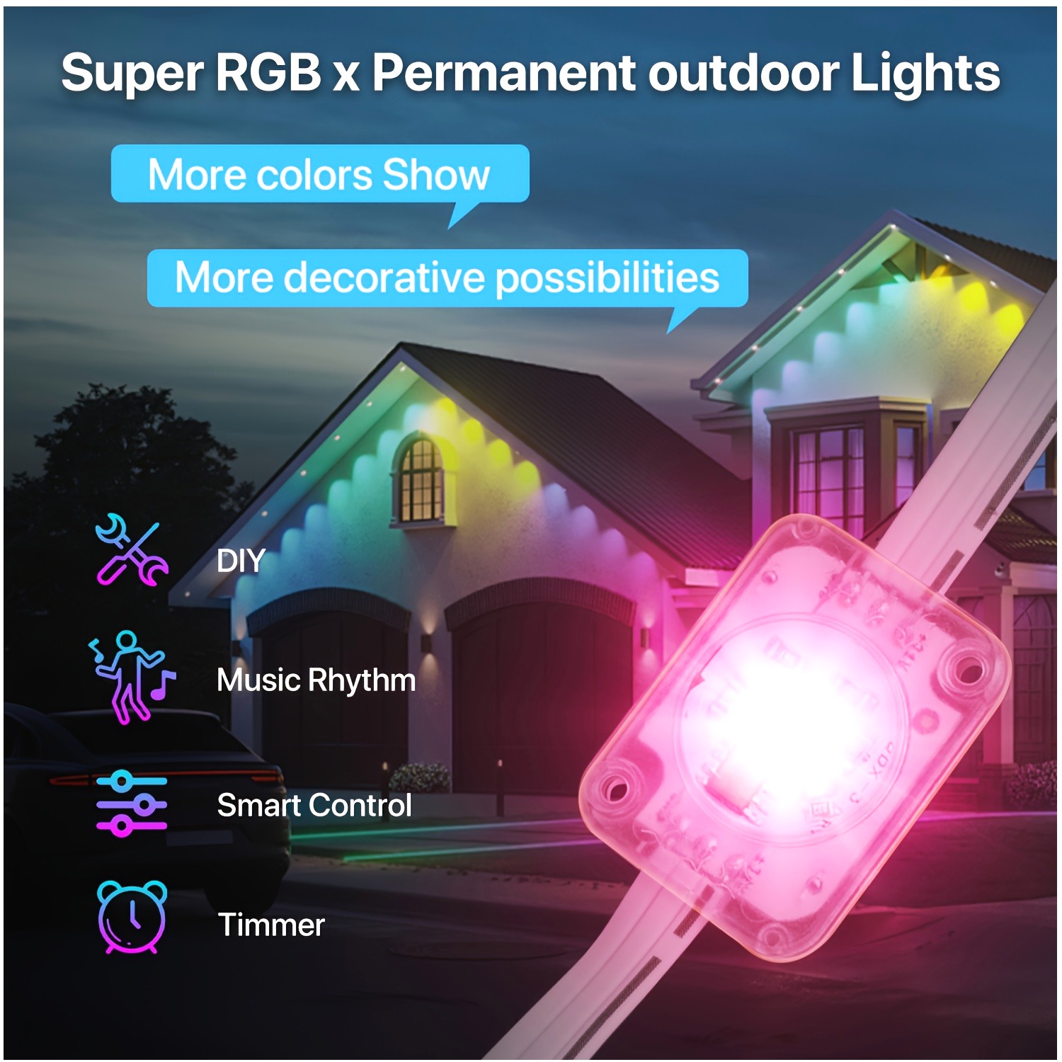 RGB+IC Smart Outdoor Eaves Lig - Christmas Lights Outdoor avaliação e preço