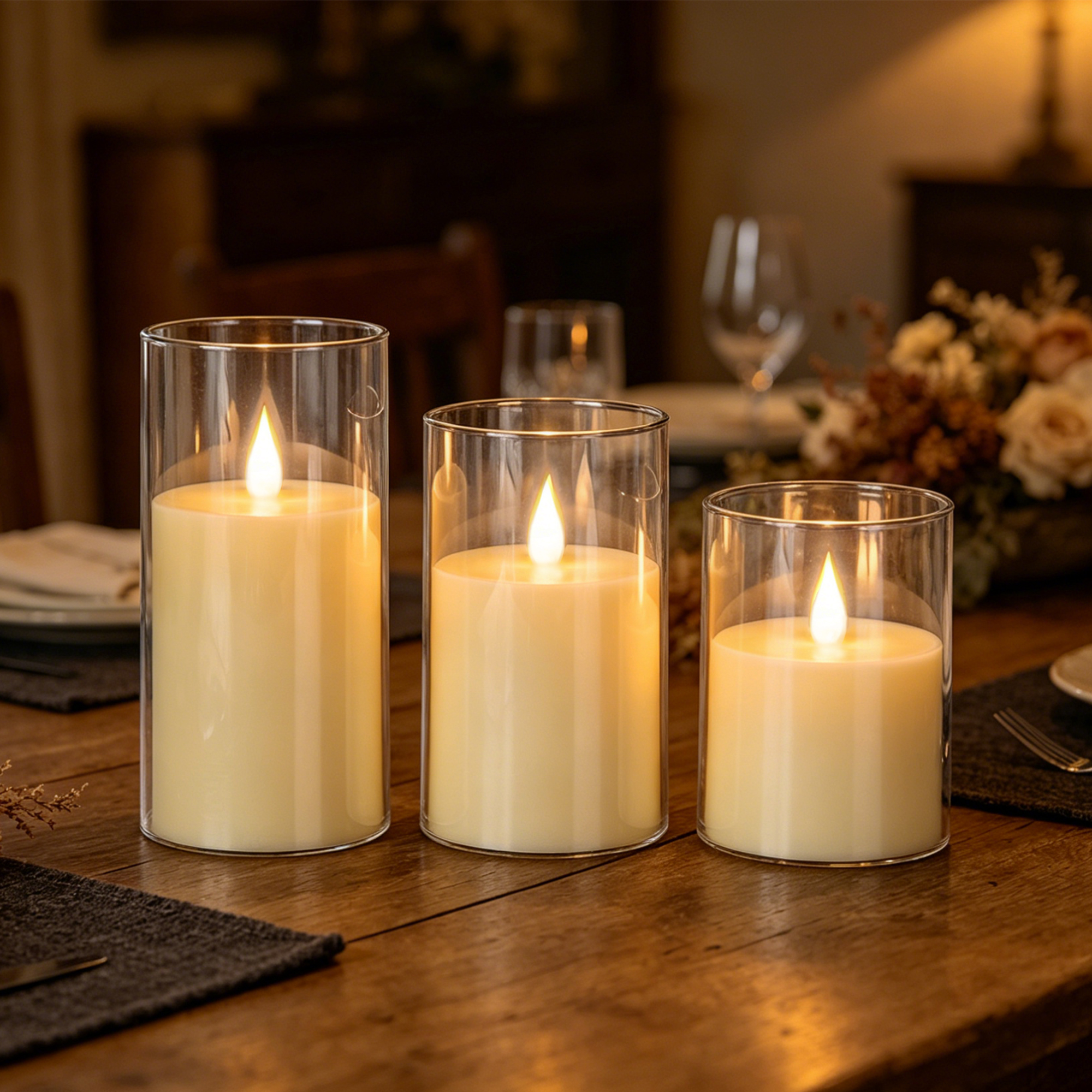 3-Piece LED Flame-Free Candle  - Holiday Candle Set avaliação e preço