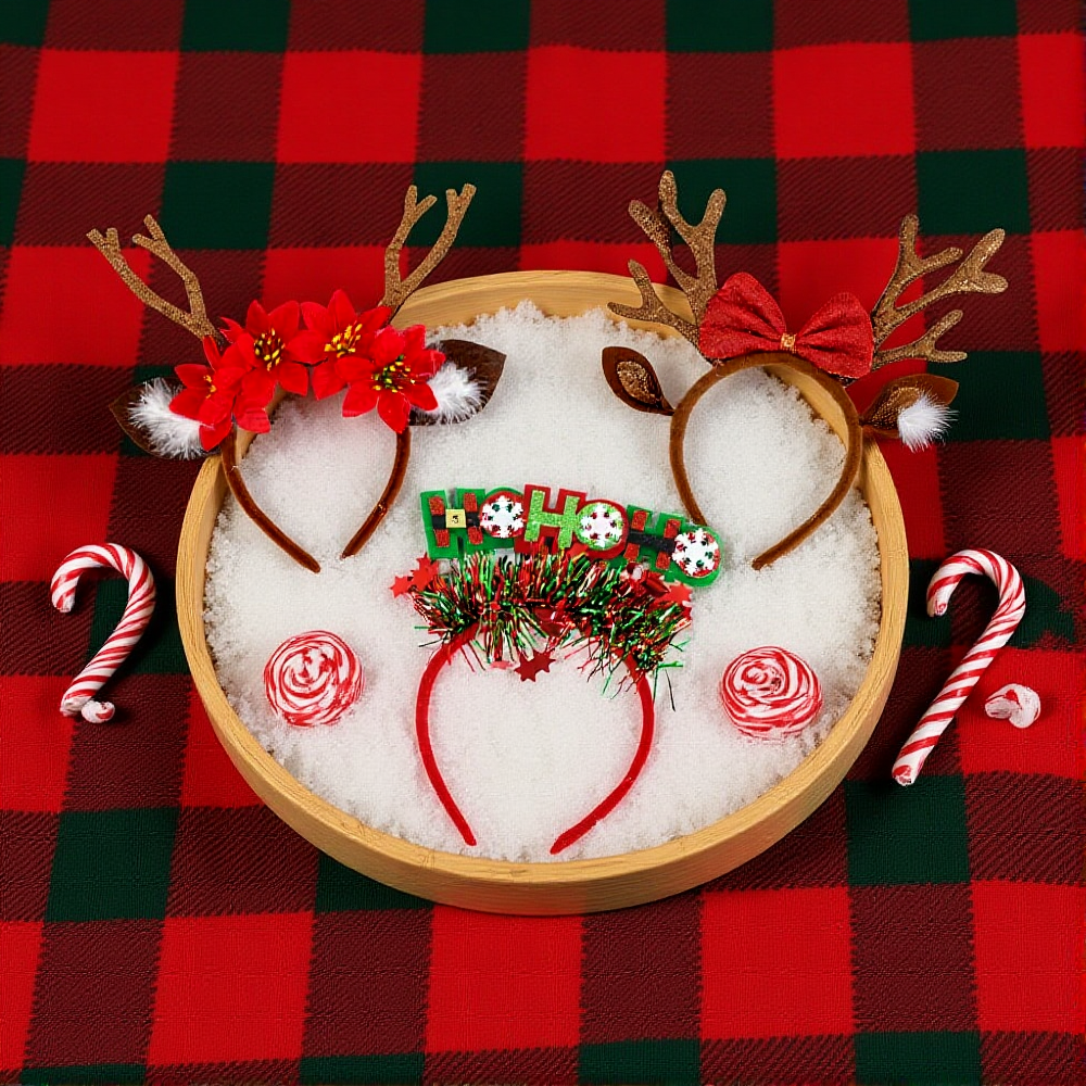 Merry Christmas Headband Reind - Reindeer Antlers Headband avaliação e preço