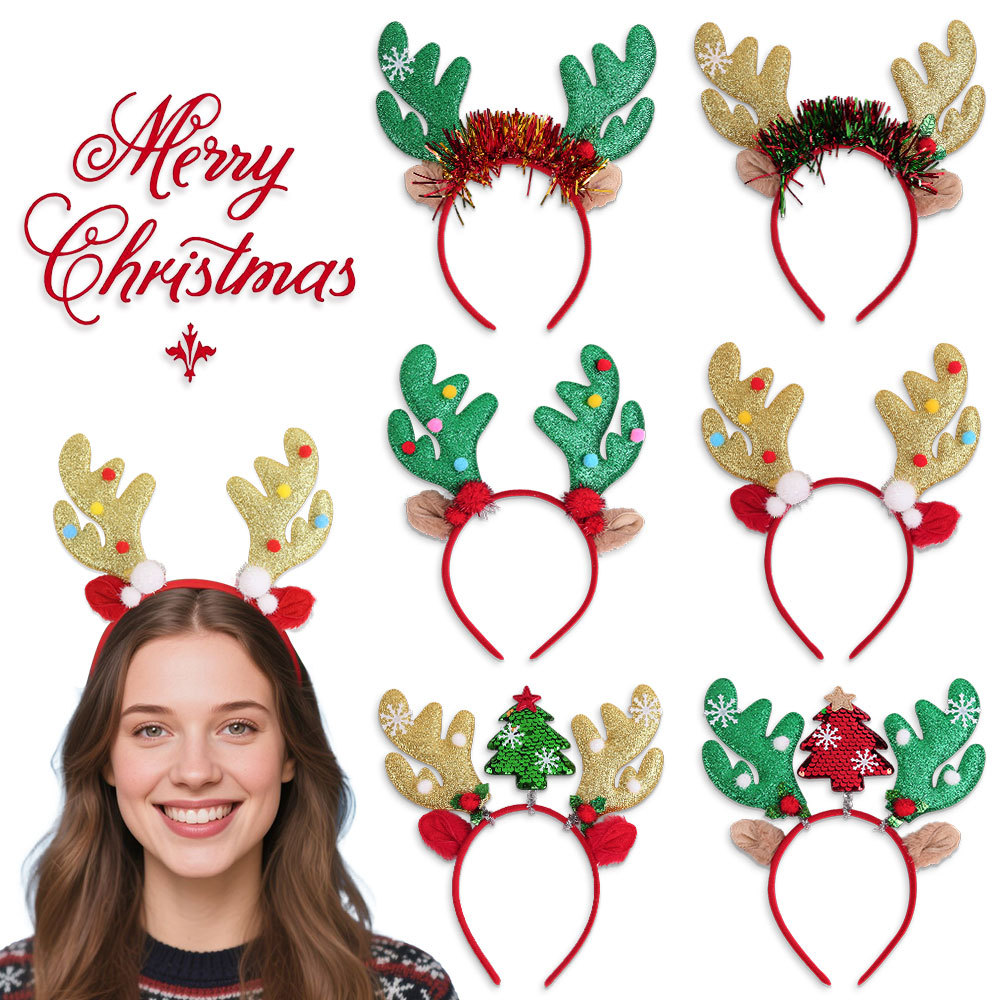 Merry Christmas Headband Reind - Reindeer Antlers Headband avaliação e preço