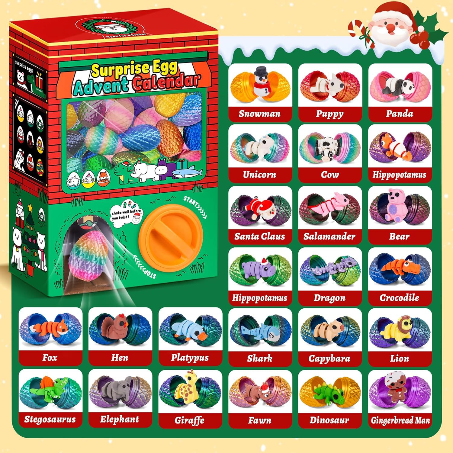24pcs 3D Printed Surprise Egg  - Advent Calendar Gift avaliação e preço